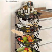 4/5-Tier Foldable Kitchen Fruit Basket with Wheels