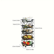 4/5-Tier Foldable Kitchen Fruit Basket with Wheels