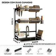 Premium Stainless Steel Kitchen Sink Rack with Cups and Cutter, Multi-functional Drain Organizer Shelf