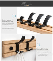 Foldable Coat Rack Bamboo Hallway Hat Hook Hanger Bedroom Door Wall-Mounting Hook Corner Room Kitchen Toilet Wall Brack Hook