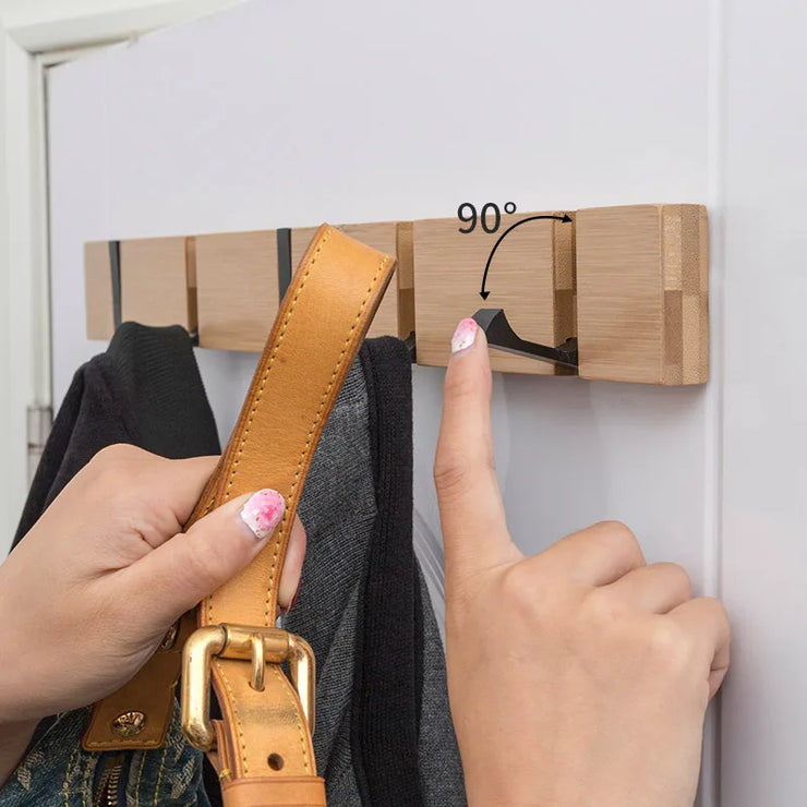 Foldable Coat Rack Bamboo Hallway Hat Hook Hanger Bedroom Door Wall-Mounting Hook Corner Room Kitchen Toilet Wall Brack Hook