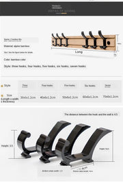Foldable Coat Rack Bamboo Hallway Hat Hook Hanger Bedroom Door Wall-Mounting Hook Corner Room Kitchen Toilet Wall Brack Hook