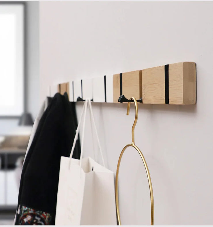 Foldable Coat Rack Bamboo Hallway Hat Hook Hanger Bedroom Door Wall-Mounting Hook Corner Room Kitchen Toilet Wall Brack Hook