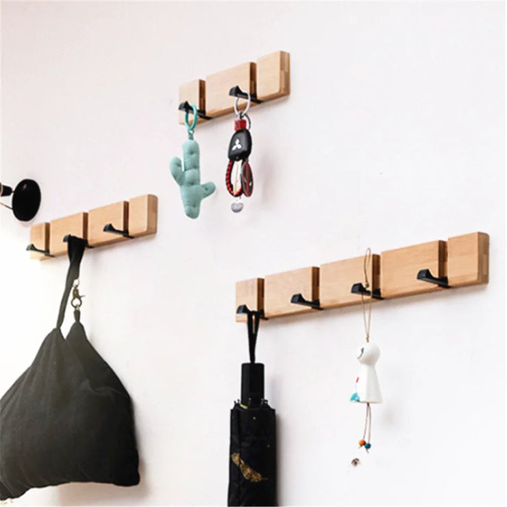 Foldable Coat Rack Bamboo Hallway Hat Hook Hanger Bedroom Door Wall-Mounting Hook Corner Room Kitchen Toilet Wall Brack Hook