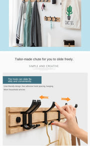 Foldable Coat Rack Bamboo Hallway Hat Hook Hanger Bedroom Door Wall-Mounting Hook Corner Room Kitchen Toilet Wall Brack Hook
