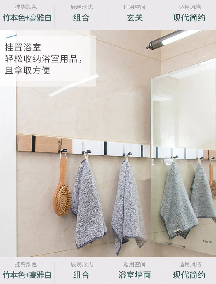 Foldable Coat Rack Bamboo Hallway Hat Hook Hanger Bedroom Door Wall-Mounting Hook Corner Room Kitchen Toilet Wall Brack Hook