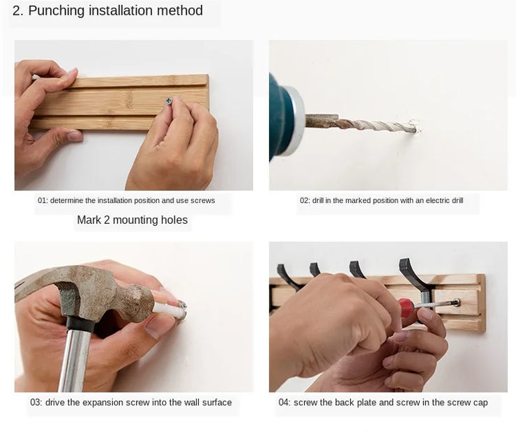 Foldable Coat Rack Bamboo Hallway Hat Hook Hanger Bedroom Door Wall-Mounting Hook Corner Room Kitchen Toilet Wall Brack Hook