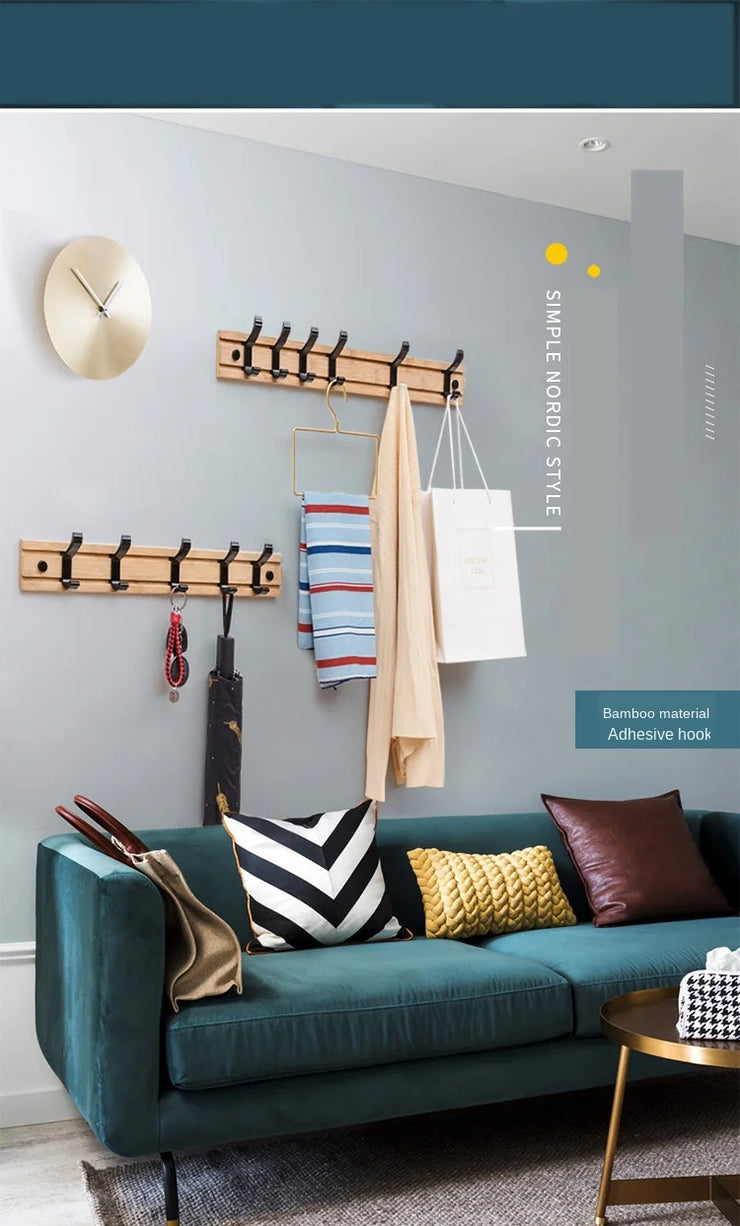 Foldable Coat Rack Bamboo Hallway Hat Hook Hanger Bedroom Door Wall-Mounting Hook Corner Room Kitchen Toilet Wall Brack Hook