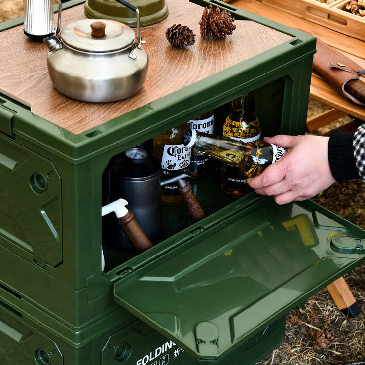 Camping storage box Side door outdoor picnic storage box Folding portable