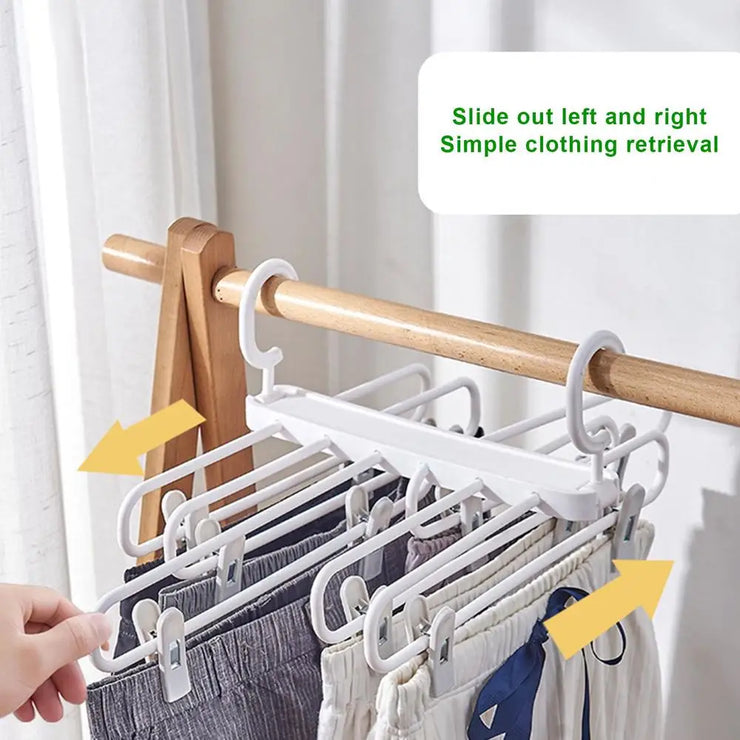 Skirt Hangers Space Saving Foldable Pants Hangers With Clips Skirt Hanger Multiple Layers Multifunctional Uses Rack Organizer