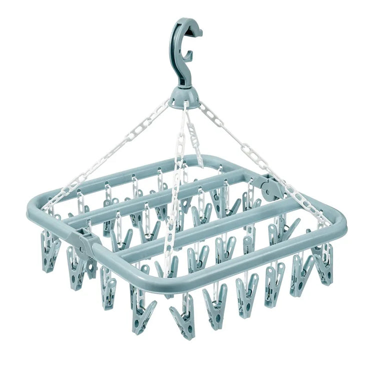 32 Clips Clothes Drying Hanger PP Windproof Clothespin for Underwear Sock Household Foldable Multi Functional Laundry Racks