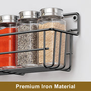 5PCS Adhesive Spices Storage Rack Black Iron Cabinet Organizer Wall Mounted Kitchen Shelves Household Multi-function Accessories