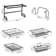 Premium Stainless Steel Kitchen Sink Rack with Cups and Cutter, Multi-functional Drain Organizer Shelf