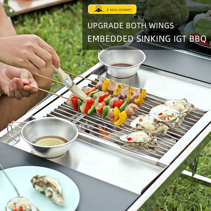 Outdoor  Camping IGT Folding Portable Table Barbecue Rack BBQ Household Novelty Tourism Cool Camping Supplies gear Grill