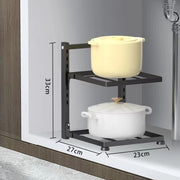 Kitchen Sink Storage Rack Multi-Layer Cooker Storage Rack For Home Stovetop Cabinets Adjustable Pot Rack