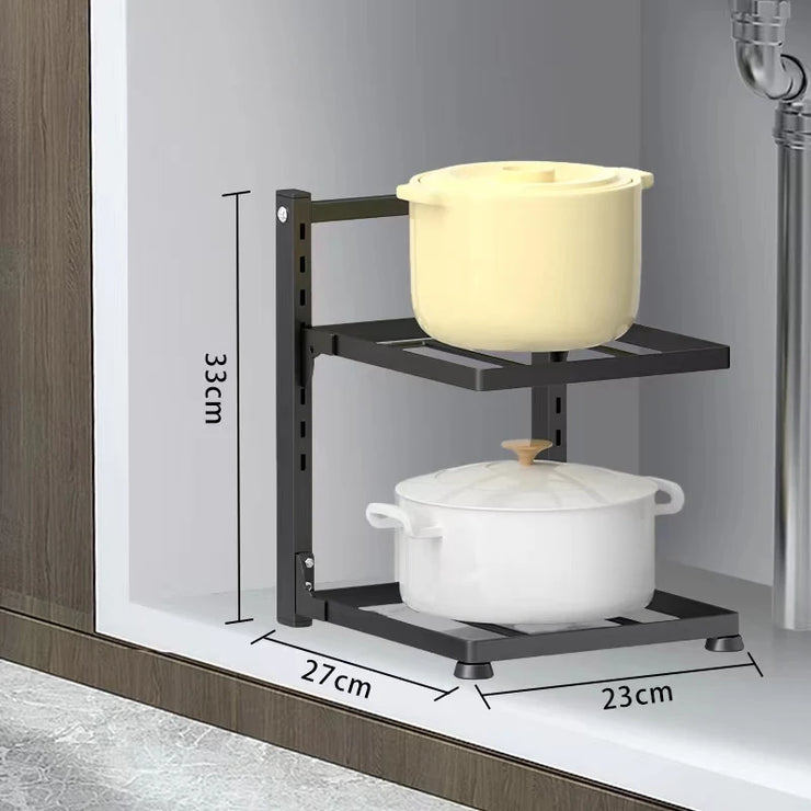 Kitchen Sink Storage Rack Multi-Layer Cooker Storage Rack For Home Stovetop Cabinets Adjustable Pot Rack