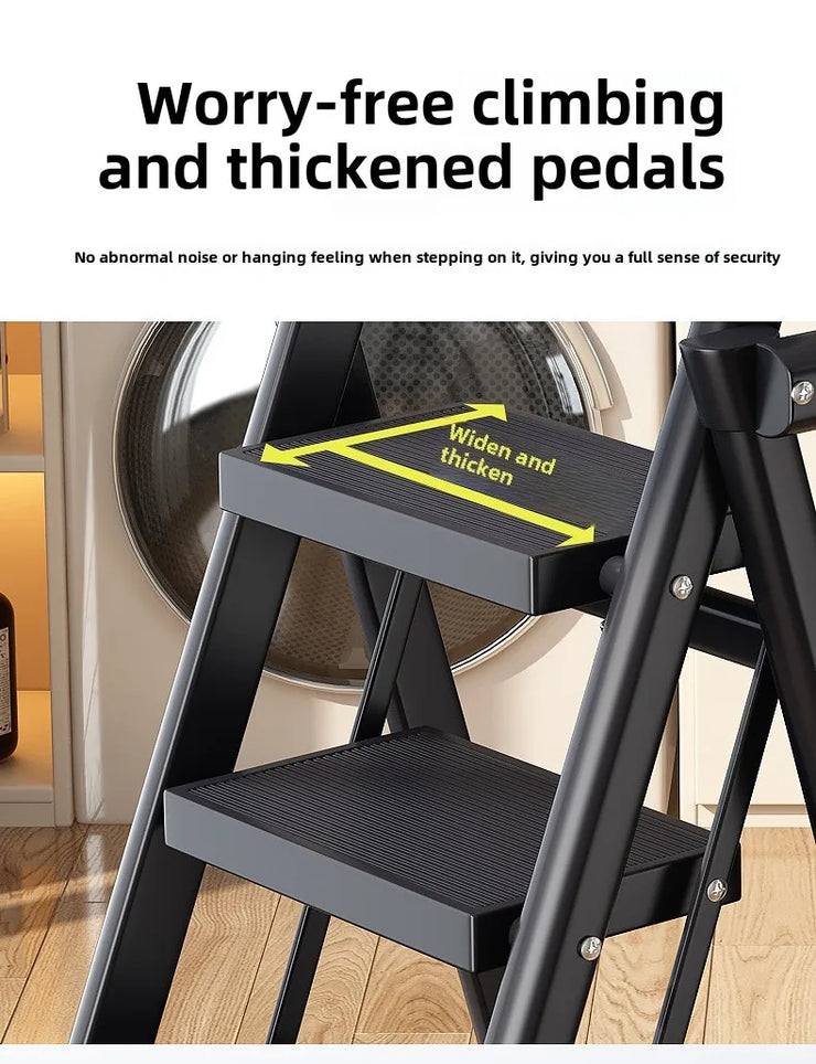 Multifunctional Folding Ladder – Space-Saving Herringbone Design, Dual-Purpose Clothes Rack for Home Use