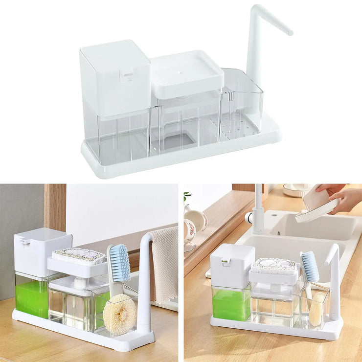 Dish Soap Dispenser Large Capacity Kitchen Durable Caddy Organizer Kitchen Gadgets Single Hand Refillable Washing Soap Dispenser