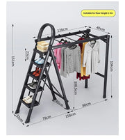 Multifunctional Folding Ladder – Space-Saving Herringbone Design, Dual-Purpose Clothes Rack for Home Use