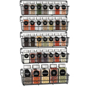 5pcs Wall Mounted Kitchen Shelves Black Metal Spice Storage Rack Hanging Pantry Seasoning Organizers Space Saving for Cabinet