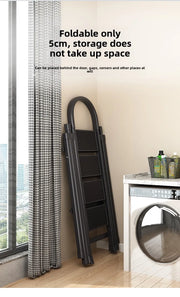 Multifunctional Folding Ladder – Space-Saving Herringbone Design, Dual-Purpose Clothes Rack for Home Use