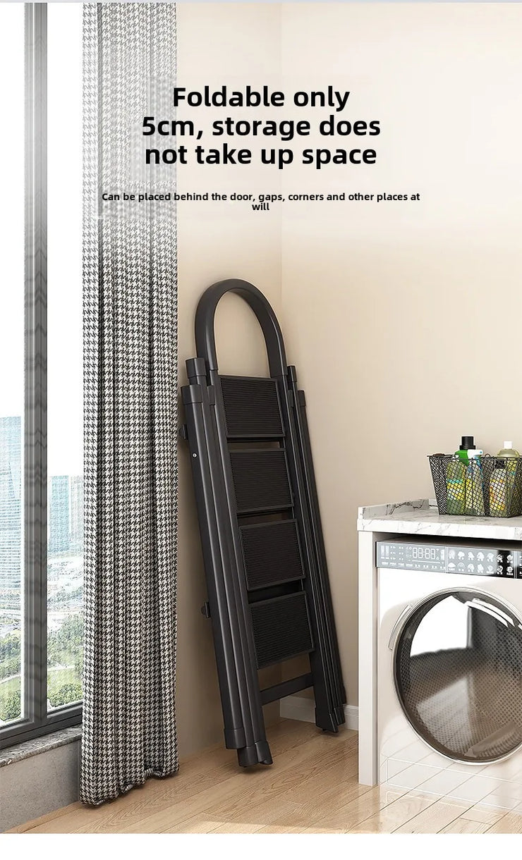 Multifunctional Folding Ladder – Space-Saving Herringbone Design, Dual-Purpose Clothes Rack for Home Use
