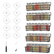 5PCS Adhesive Spices Storage Rack Black Iron Cabinet Organizer Wall Mounted Kitchen Shelves Household Multi-function Accessories