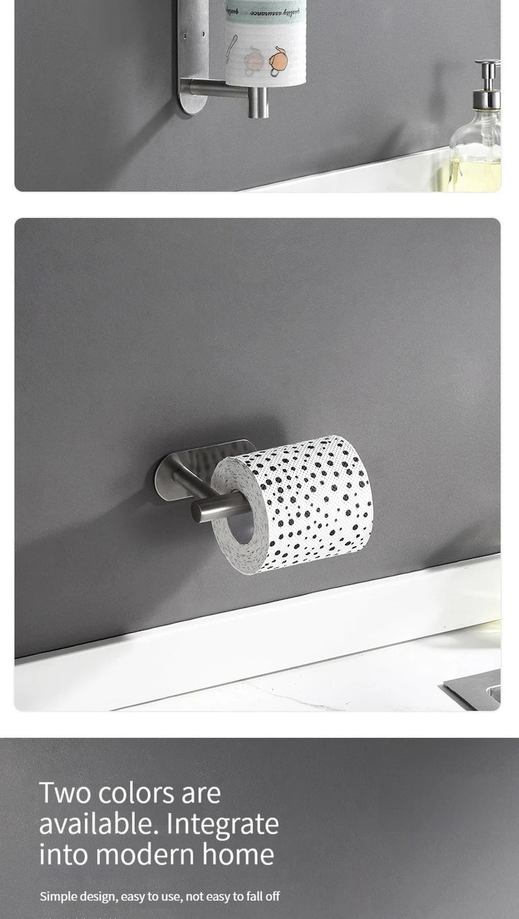 Stainless Steel Silver / Black Paper Towel Wipe Hanging Rack Can Store Cling Film Wipes Roll Paper Rack For The Kitchen Bathroom