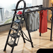 Multifunctional Folding Ladder – Space-Saving Herringbone Design, Dual-Purpose Clothes Rack for Home Use