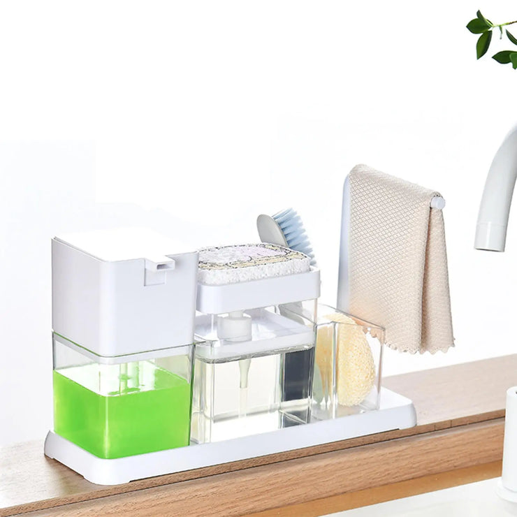 Dish Soap Dispenser Large Capacity Kitchen Durable Caddy Organizer Kitchen Gadgets Single Hand Refillable Washing Soap Dispenser