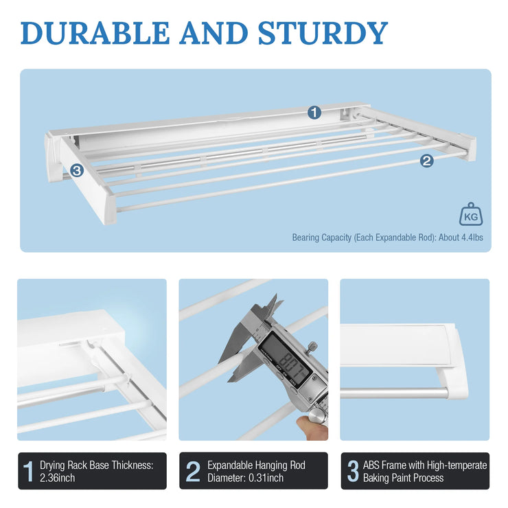 Retractable Clothes Drying Rack Wall Mounted Drying Rack Clothing ABS Foldable Laundry Drying Rack