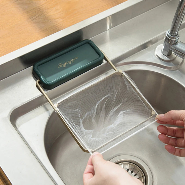 Sink Filter Rack Kitchen Foldable Food Waste Sink Strainer Mesh Bag Stand Garbage Net Shelf Anti-Clogging Garbage Mesh Bag