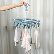 32 Clips Clothes Drying Hanger PP Windproof Clothespin for Underwear Sock Household Foldable Multi Functional Laundry Racks