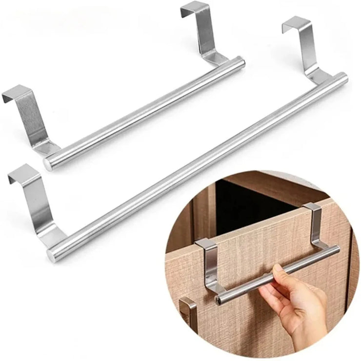 Stainless Steel Towel Holder Kitchen Cabinet Door Hanging Rack Storage Bathroom Shelf Home Organizer Bathroom Accessories