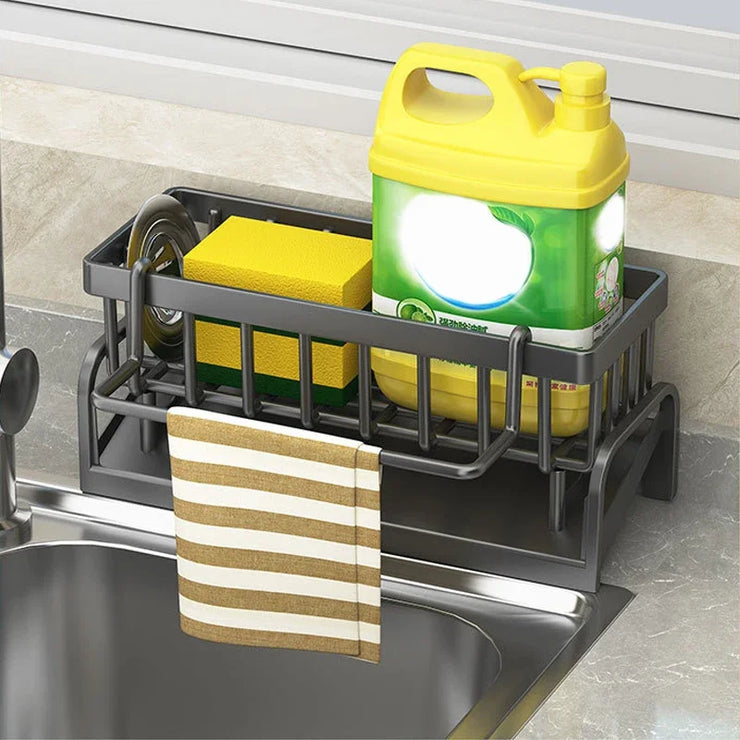 Kitchen Sink Organizer Rack – Sponge, Soap & Towel Holder, Drainage Shelf for Kitchen Accessories