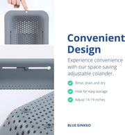Expandable Sink Colander Strainer Basket Wash Drain Dry Dishes Veggies Pasta Kitchen Utensil Drainer Tool Home Essential Gray