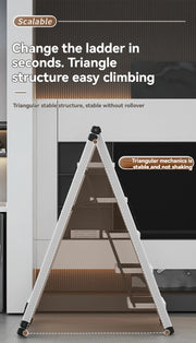 Multifunctional Folding Ladder with Retractable Clothes Rack – Zigzag Ladder for Home Use
