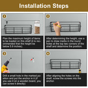 5pcs Wall Mounted Kitchen Shelves Black Metal Spice Storage Rack Hanging Pantry Seasoning Organizers Space Saving for Cabinet
