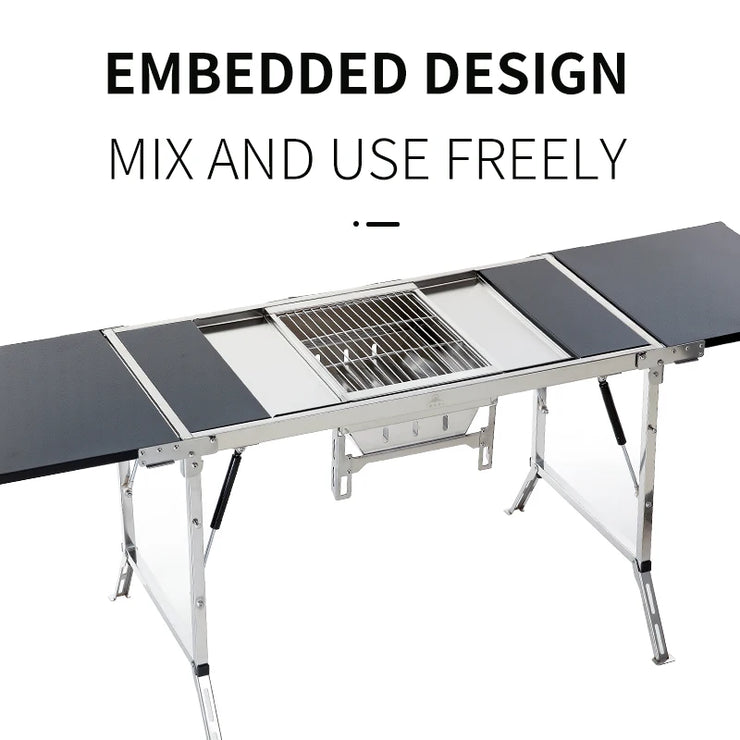 Outdoor  Camping IGT Folding Portable Table Barbecue Rack BBQ Household Novelty Tourism Cool Camping Supplies gear Grill