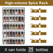 5pcs Wall Mounted Kitchen Shelves Black Metal Spice Storage Rack Hanging Pantry Seasoning Organizers Space Saving for Cabinet