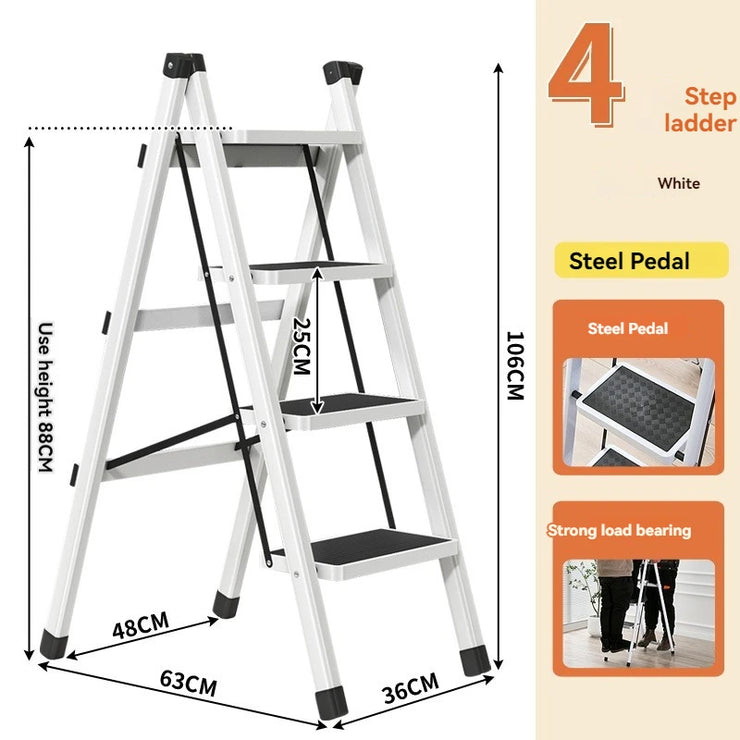 Multifunctional Folding Ladder with Retractable Clothes Rack – Zigzag Ladder for Home Use