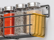 5PCS Adhesive Spices Storage Rack Black Iron Cabinet Organizer Wall Mounted Kitchen Shelves Household Multi-function Accessories