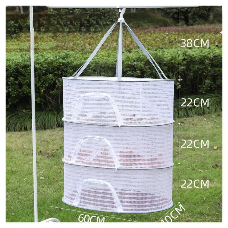 Large Capacity Hanging Air Drying Rack, 1, 2, 3, 4 Layer Herb, Fish, Fruits, Drying Holder, Foldable, Net, Outdoor Drying Tool