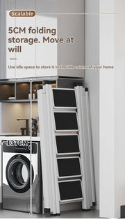 Multifunctional Folding Ladder with Retractable Clothes Rack – Zigzag Ladder for Home Use