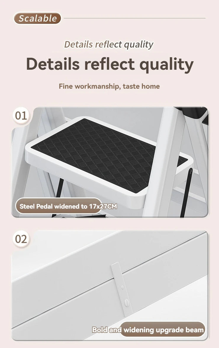 Multifunctional Folding Ladder with Retractable Clothes Rack – Zigzag Ladder for Home Use