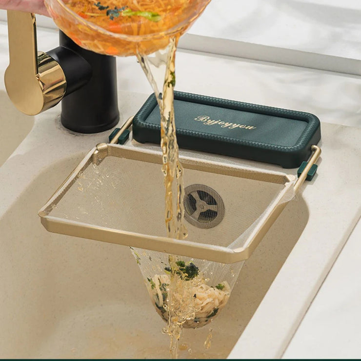 Kitchen Sink Filter Rack Foldable Sink Strainer Mesh Bag Stand Waste Garbage Net Shelf Anti-Clogging Disposable Garbage Mesh Bag