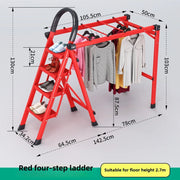 Multifunctional Folding Ladder – Space-Saving Herringbone Design, Dual-Purpose Clothes Rack for Home Use
