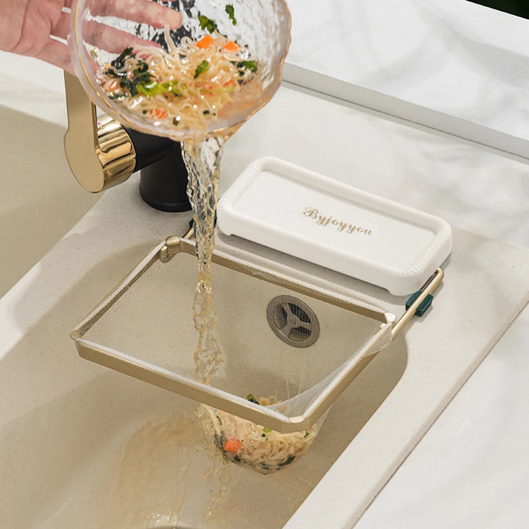 Kitchen Sink Filter Rack Foldable Sink Strainer Mesh Bag Stand Waste Garbage Net Shelf Anti-Clogging Disposable Garbage Mesh Bag