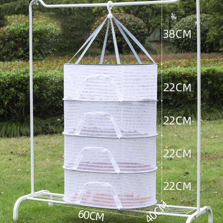 Large Capacity Hanging Air Drying Rack, 1, 2, 3, 4 Layer Herb, Fish, Fruits, Drying Holder, Foldable, Net, Outdoor Drying Tool