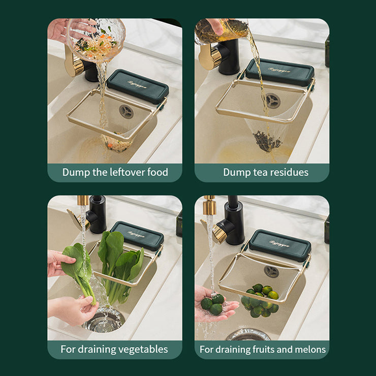 Sink Filter Rack Kitchen Foldable Food Waste Sink Strainer Mesh Bag Stand Garbage Net Shelf Anti-Clogging Garbage Mesh Bag